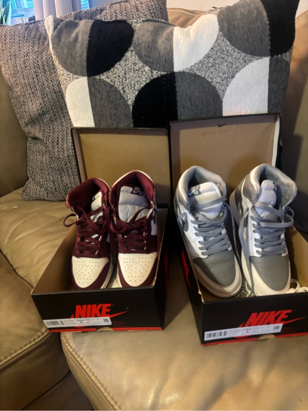 Bundle Nike Kids High-Top Sneakers — Burgundy & Gray/White